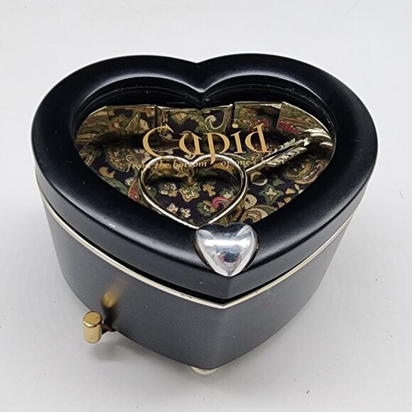 Heart Shaped Cupid Music Box With Arrow Paisley Interior Lady Mate Brand Decor - Picture 2 of 9